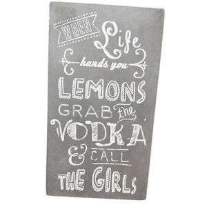 Kreations‎ by Kathy wooden wall hanging/table Vodka, lemon and friends sign